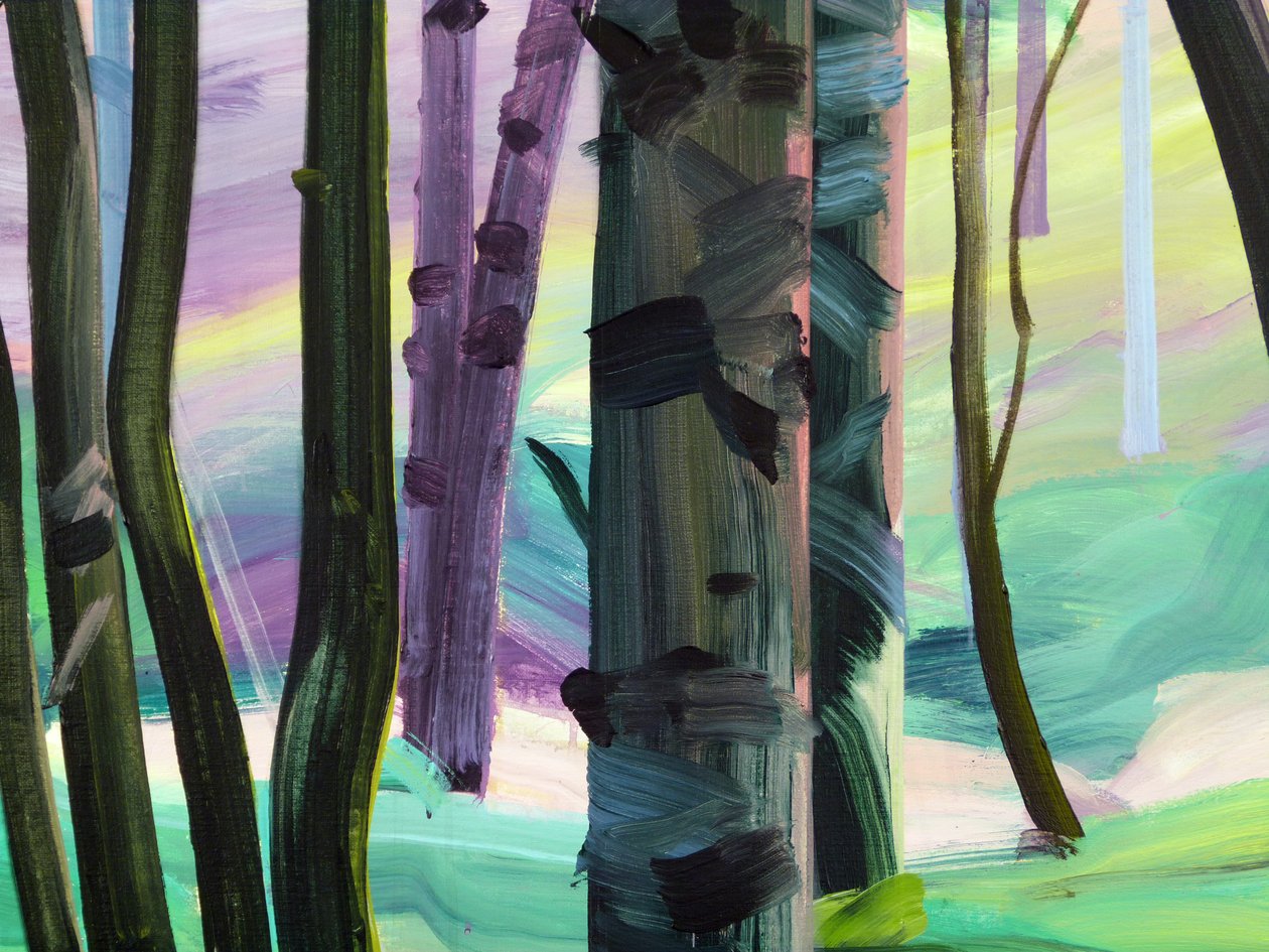 Forest 28, detalj, 2017 (akryl på lerret) av Olivier Morel