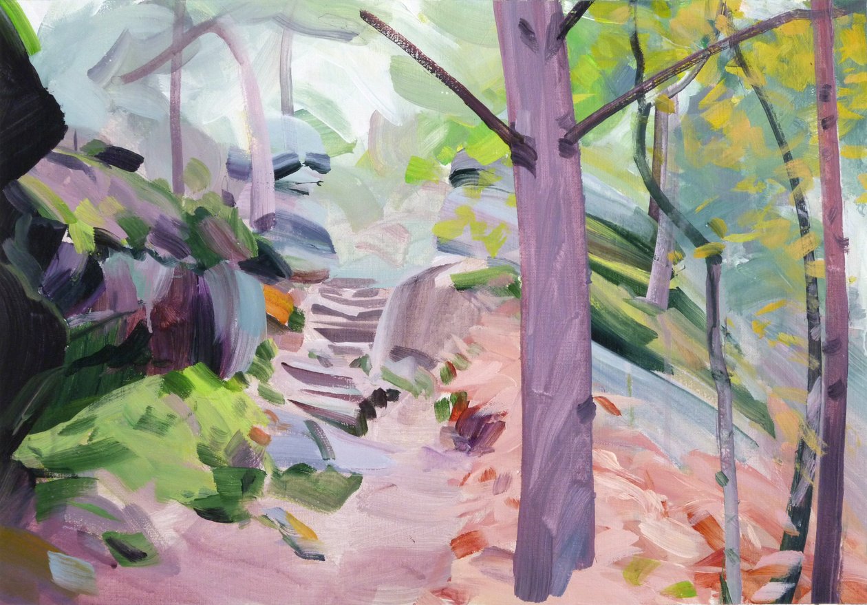 Forest 33,2018 (akryl på lerret) av Olivier Morel