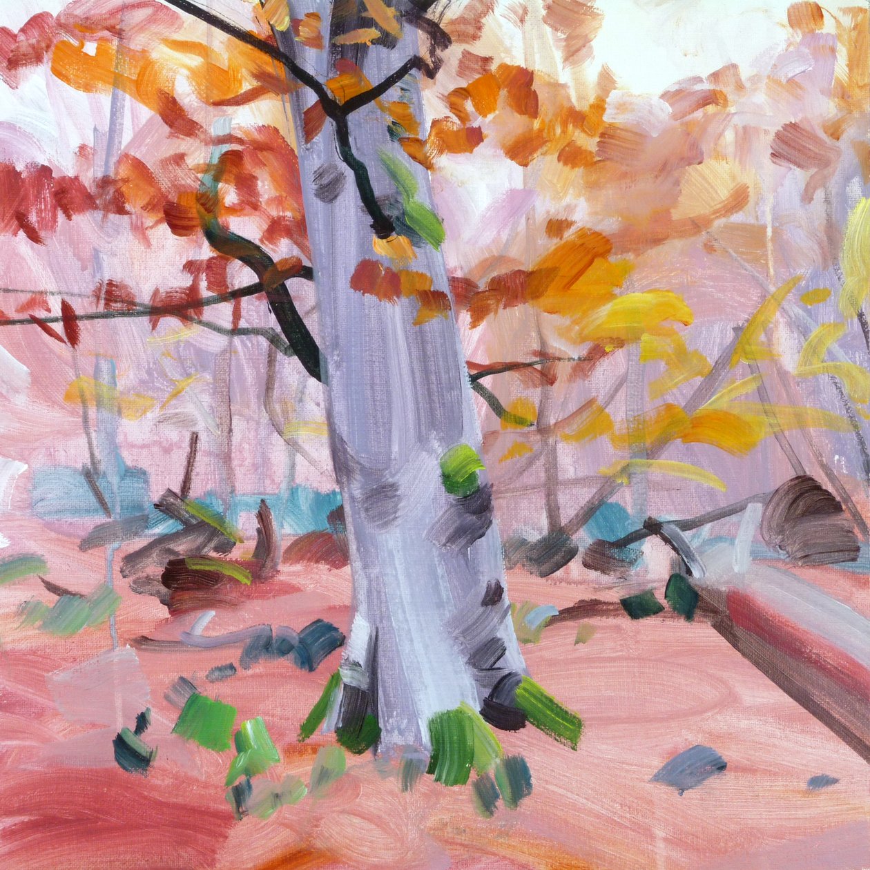 Forest 37,2018 (akryl på lerret) av Olivier Morel