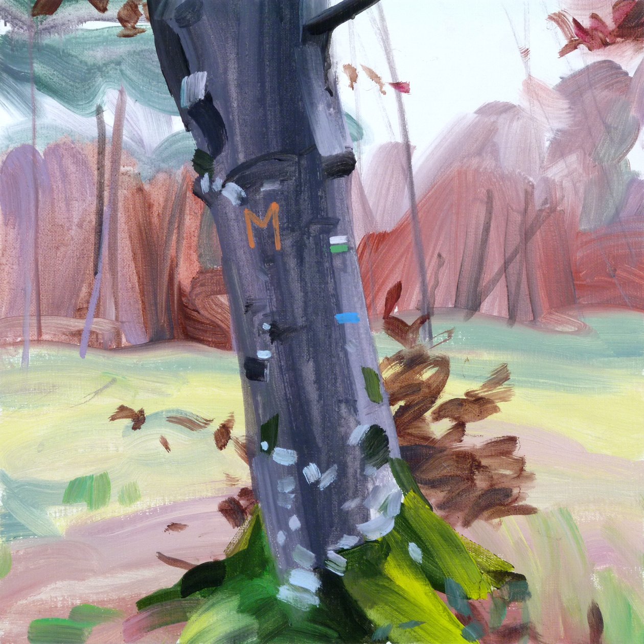 Forest 38,2018 (akryl på lerret) av Olivier Morel