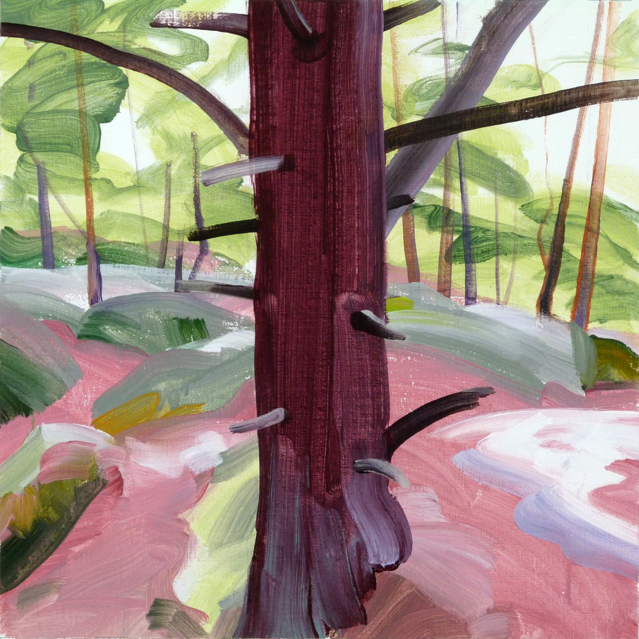 Forest 39,2018 (akryl på lerret) av Olivier Morel