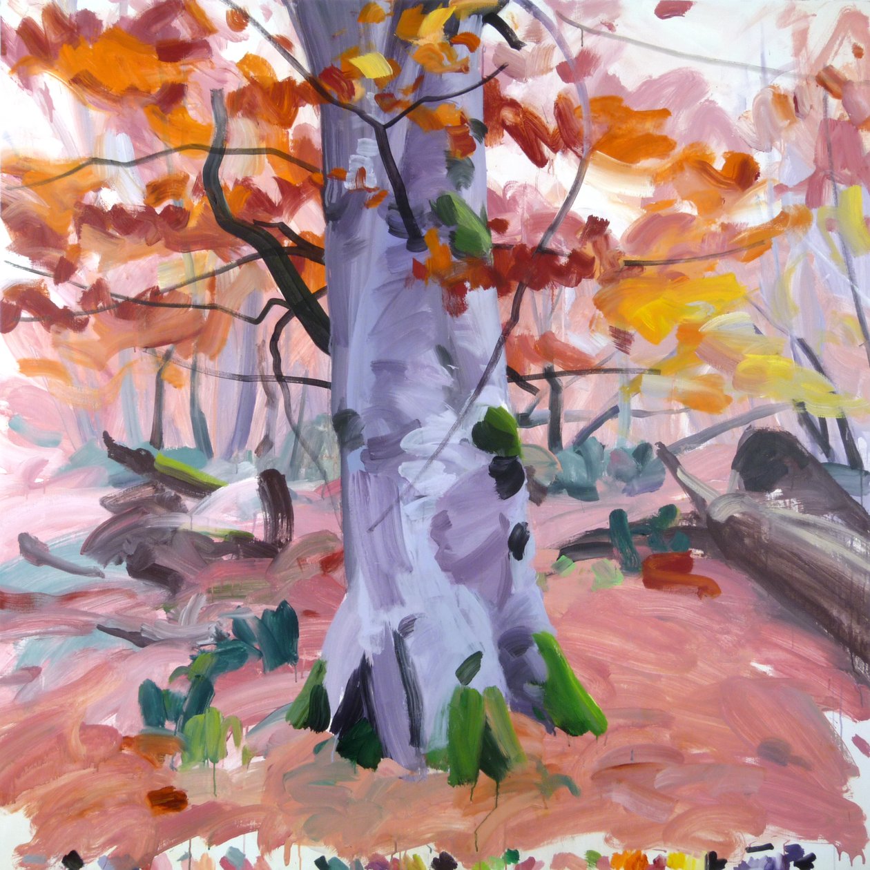 Forest 40,2018 (akryl på lerret) av Olivier Morel