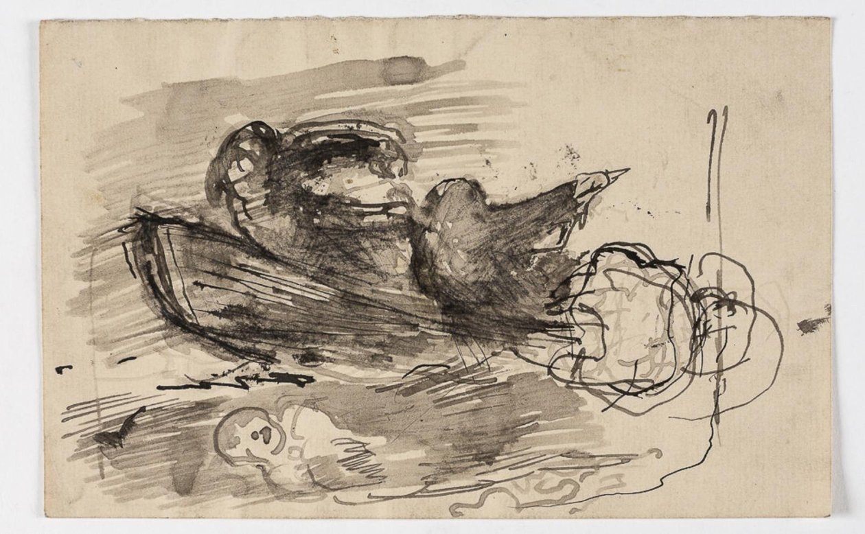 Studie for "Psyche is carryed over the Styx" (?) av Oluf Hartmann