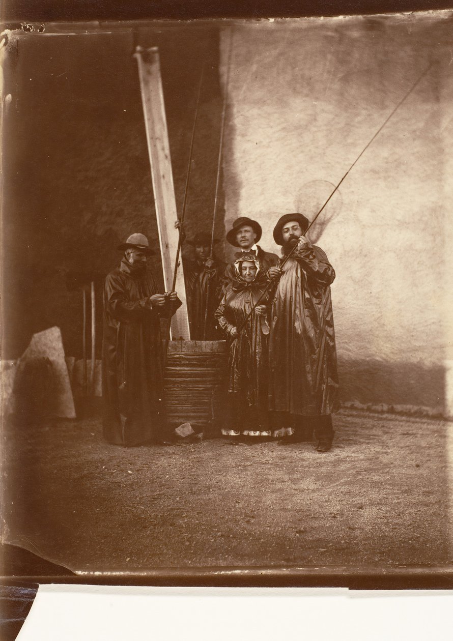 [Kunstneren, hans mor og venner i fiskedrakt], ca. 1860. av Olympe Aguado