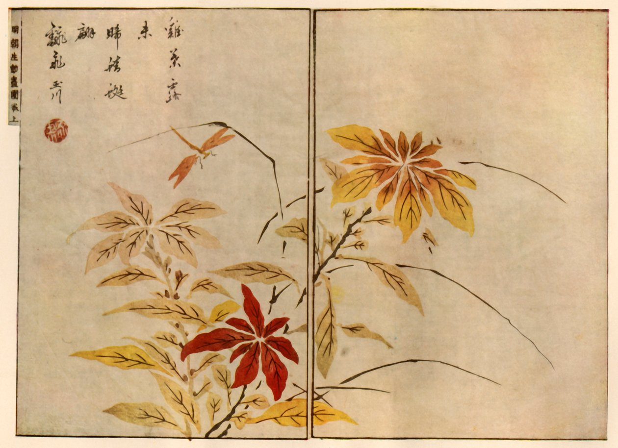 Øyenstikker med planter, 1746, 1924. av Ooka Shunboku