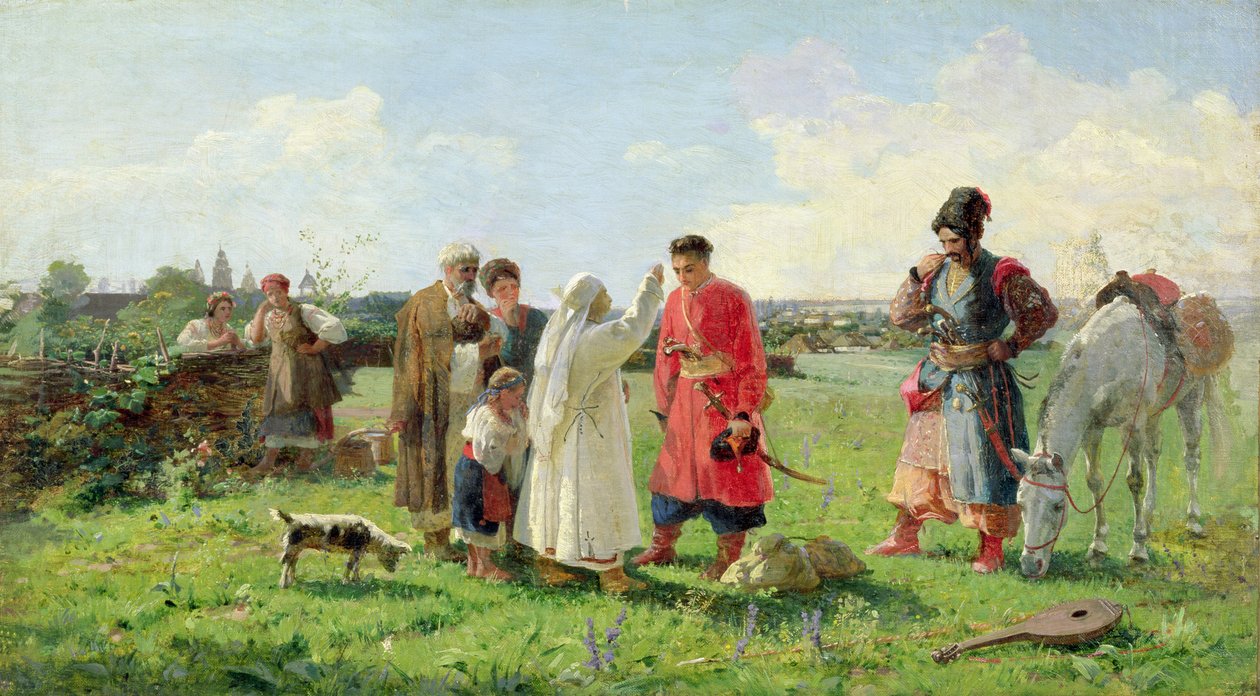 Avsted til Zaporozhian-verten, 1889 av Opanas Georgievich Slastion