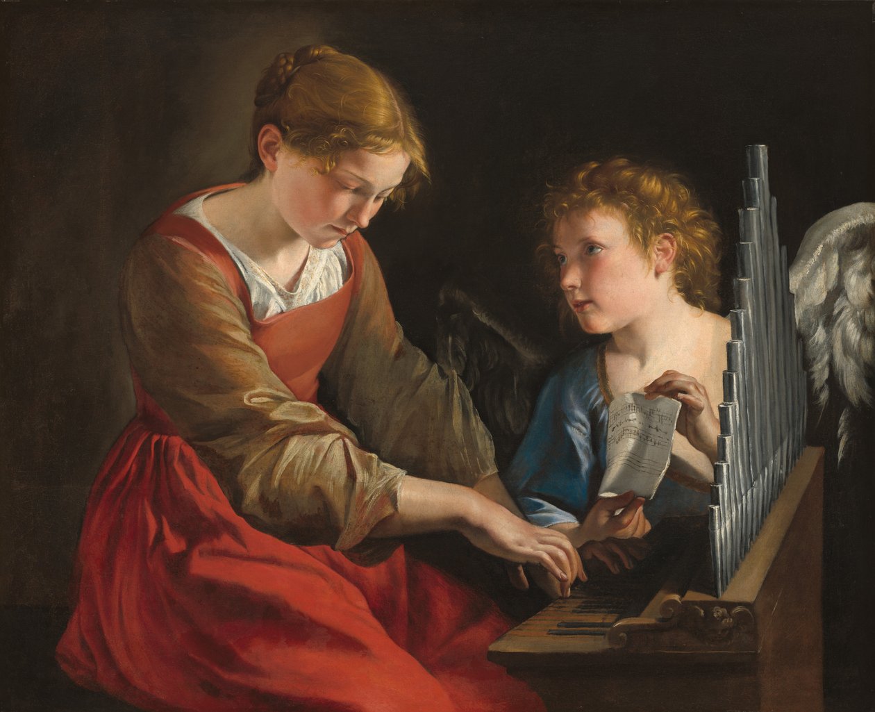 Saint Cecilia og en engel av Orazio Gentileschi