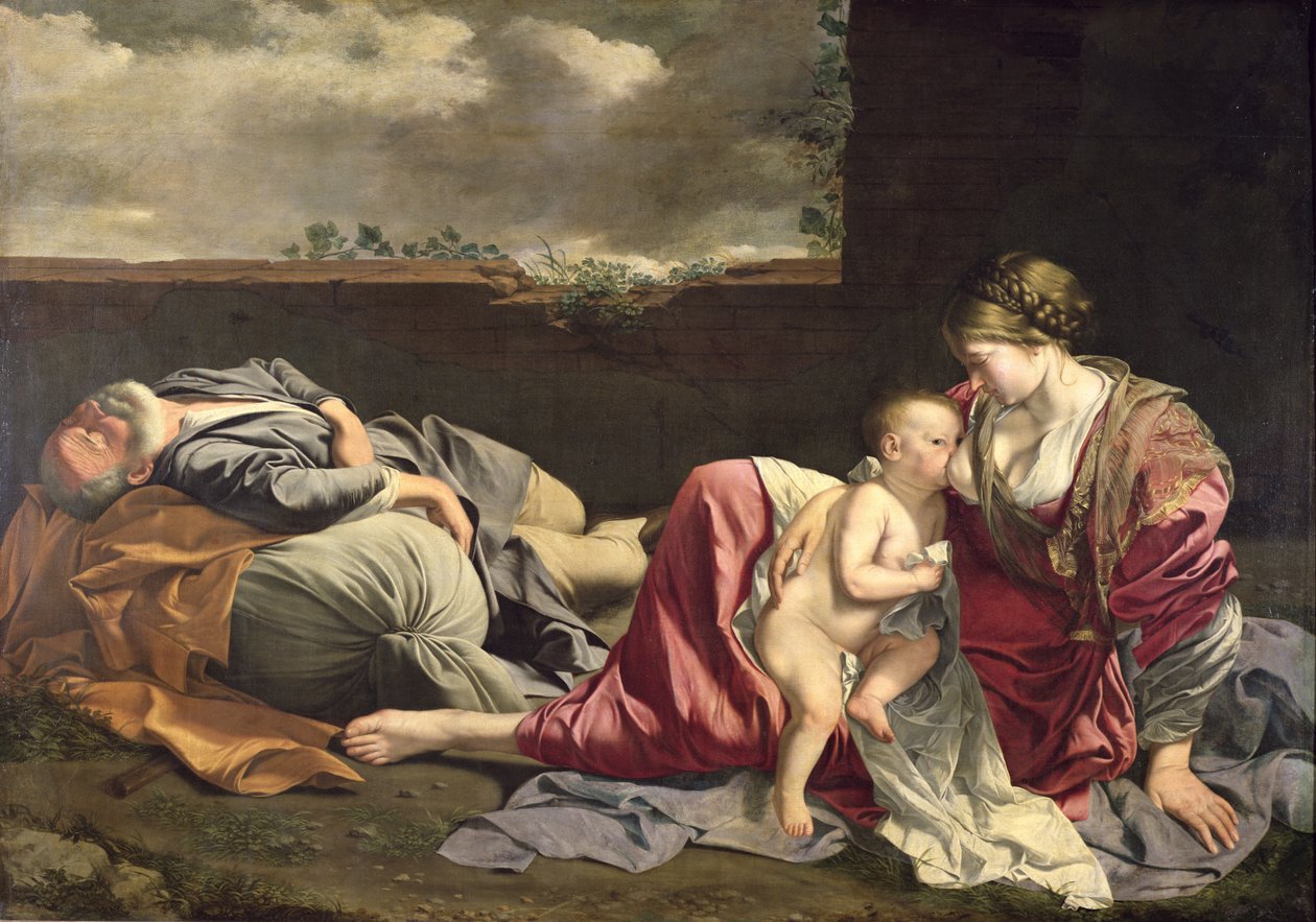 Resten på flukten til Egypt, 1628 av Orazio Gentileschi