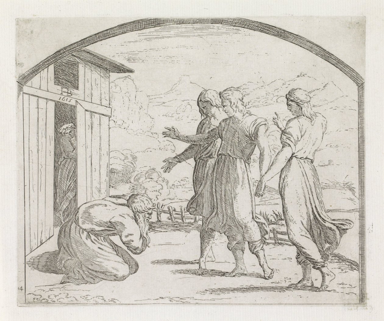 Abraham og de tre englene Malerier i Raphaels Loggia (serietittel) av Orazio Borgianni