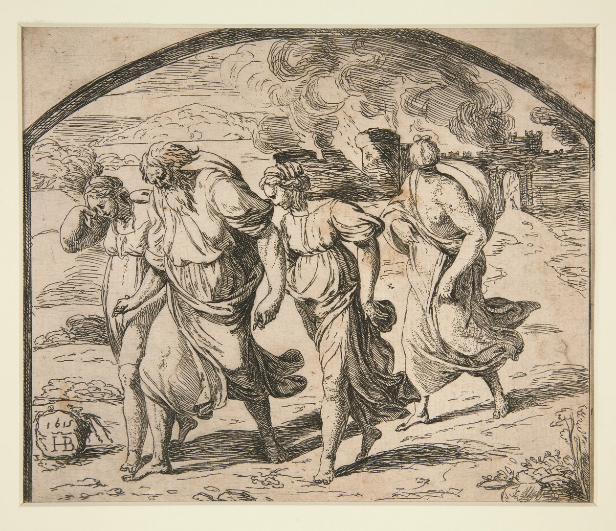 Lot og hans familie flykter fra Sodoma av Orazio Borgianni