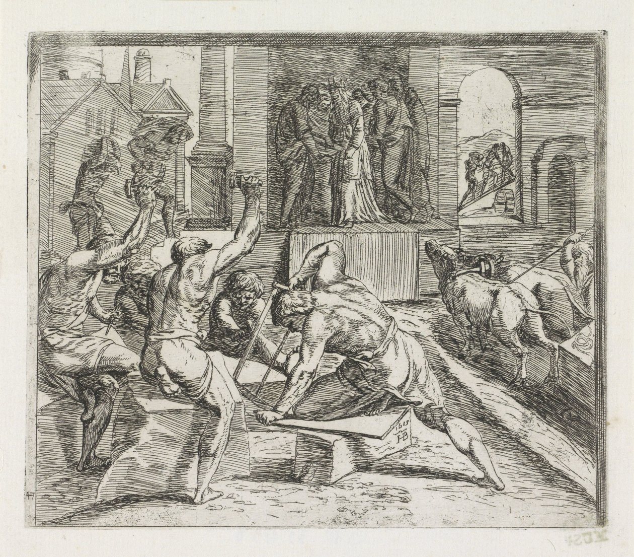 Salomo bygger tempelet i Jerusalem Malerier i Raphaels Loggia (serietittel) av Orazio Borgianni