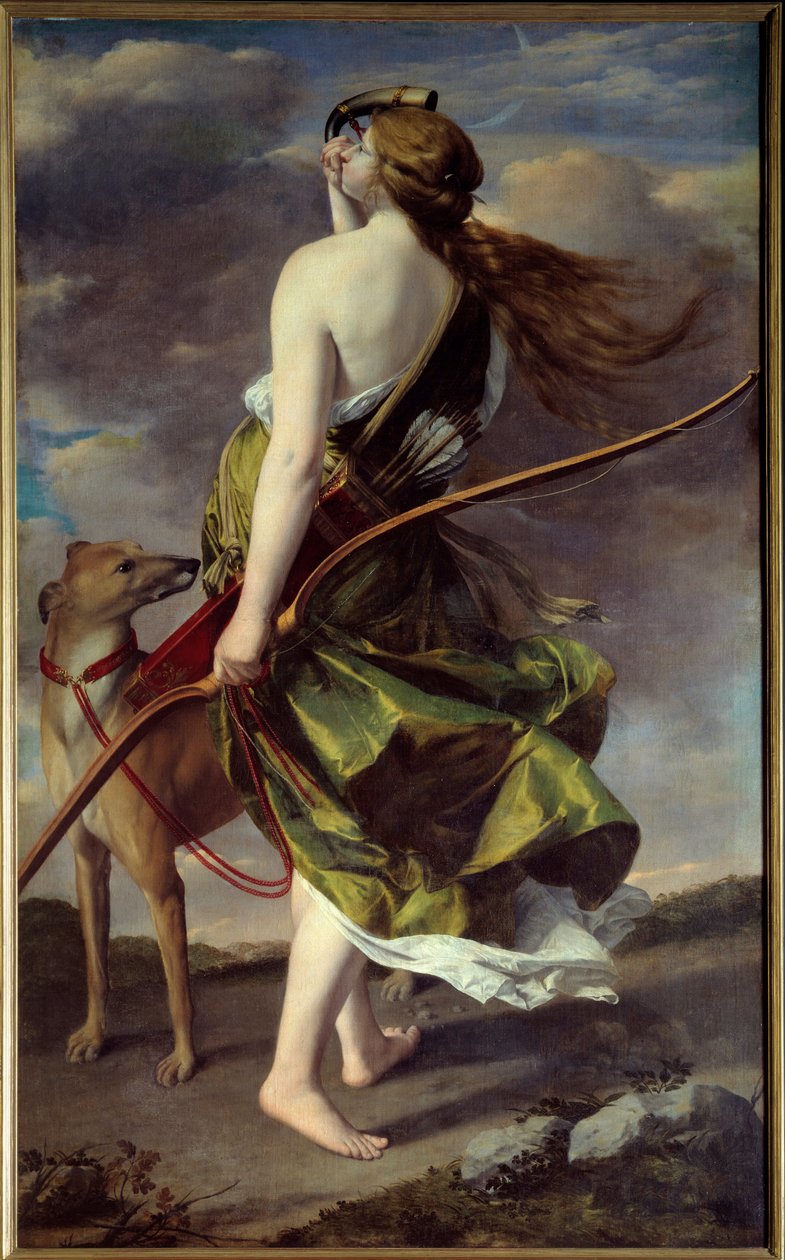 Diane hunter. Maleri av Orazio Gentileschi (1562–1647) av Orazio Gentileschi