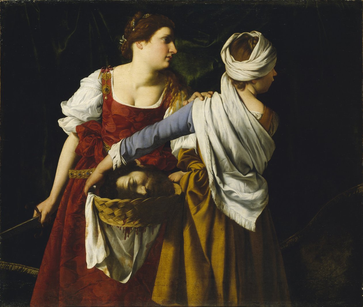 Judith og hennes tjenestepike med sjefen for Holofernes av Orazio Gentileschi