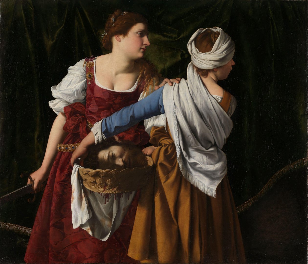 Judith og hennes tjenestepike med hodet av Holofernes, ca. 1608-12 (olje på lerret) av Orazio Gentileschi