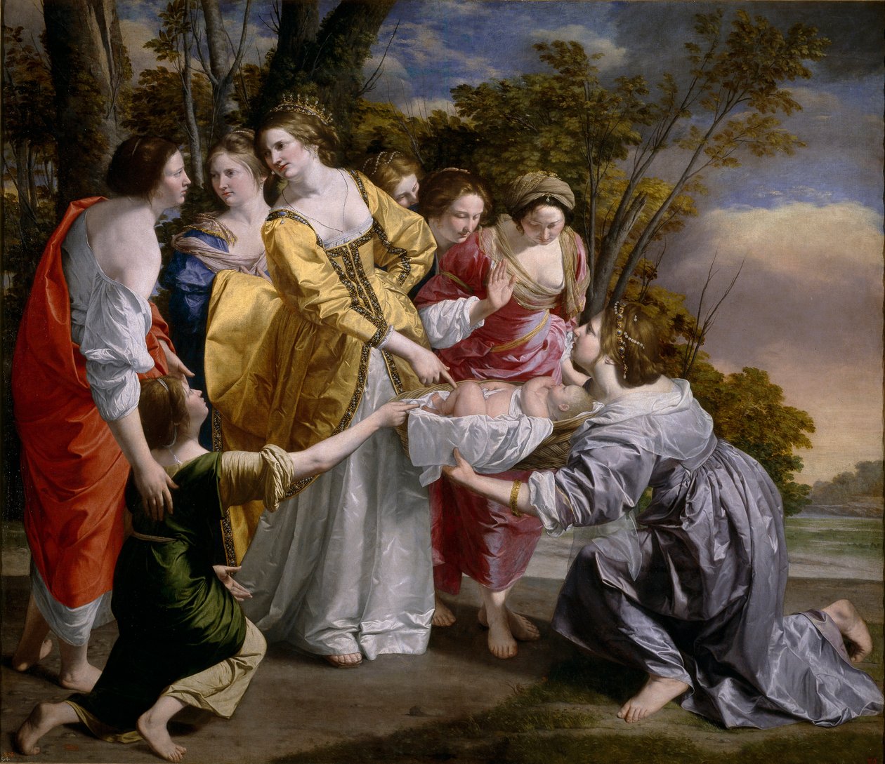 La decouverte de Moise - Funnet av Moses - Maleri av Orazio Gentileschi (1563-1638) av Orazio Gentileschi