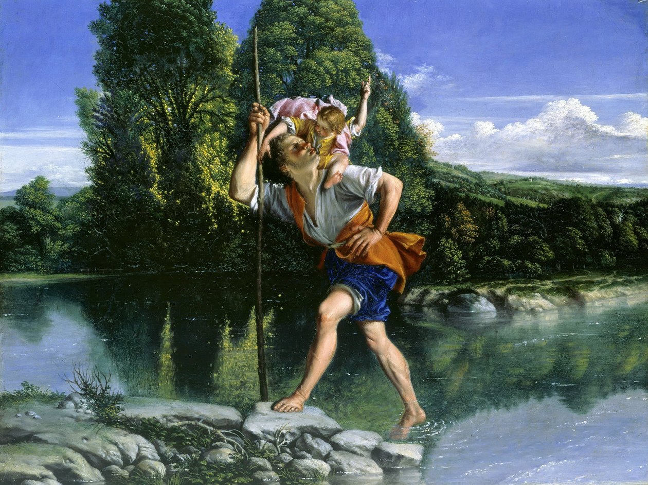 Landskap med St. Christopher av Orazio Gentileschi