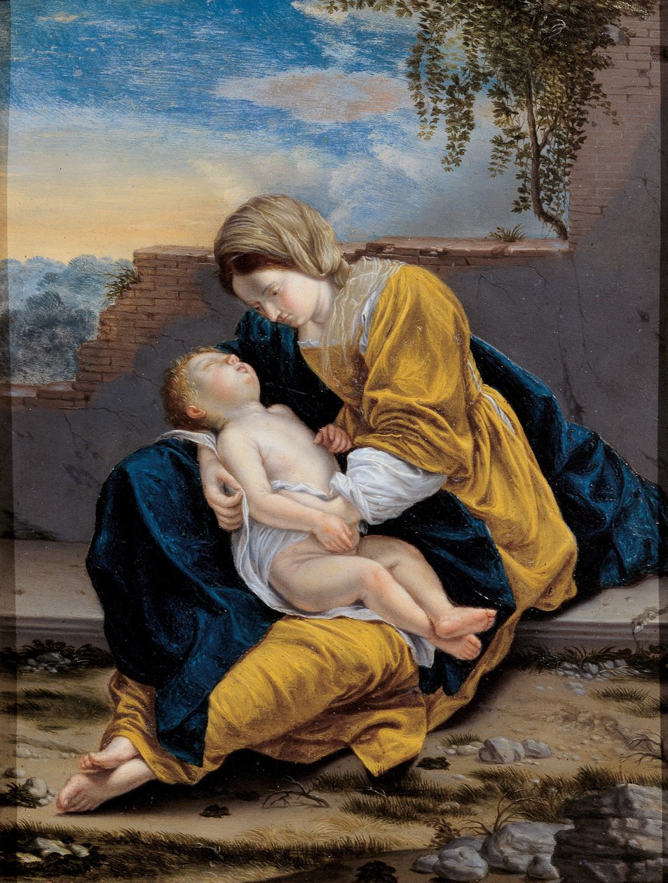 Madonna og barn i et landskap, 1621-1624 av Orazio Gentileschi