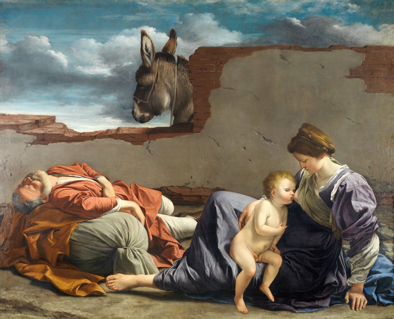 Hvil på flukten til Egypt, 1615-1621. av Orazio Gentileschi