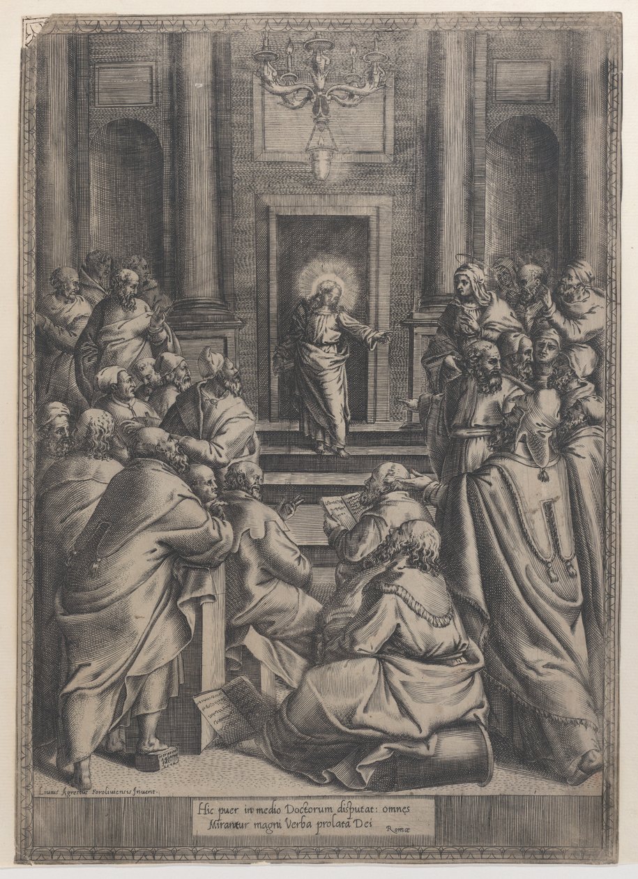 Kristus disputerer i tempelet, 1568-77., 1568-77. av Orazio de Sanctis