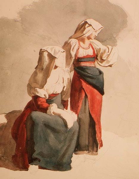 Italienske bondepiker, ca. 1834 (akvarell) av Orest Adamovich Kiprensky