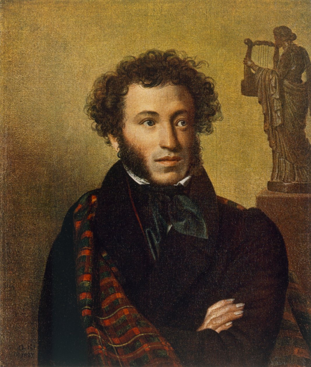 Portrett av Alexander Pushkin, 1827 av Orest Adamovich Kiprensky