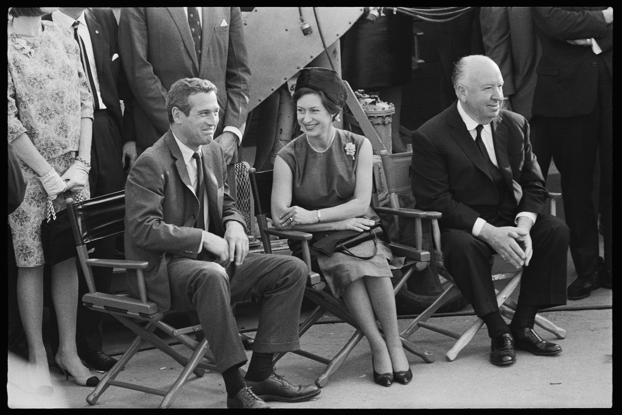 Paul Newman, prinsesse Margaret og Alfred Hitchcock på settet til "Torn Curtain" av Orlando Suero