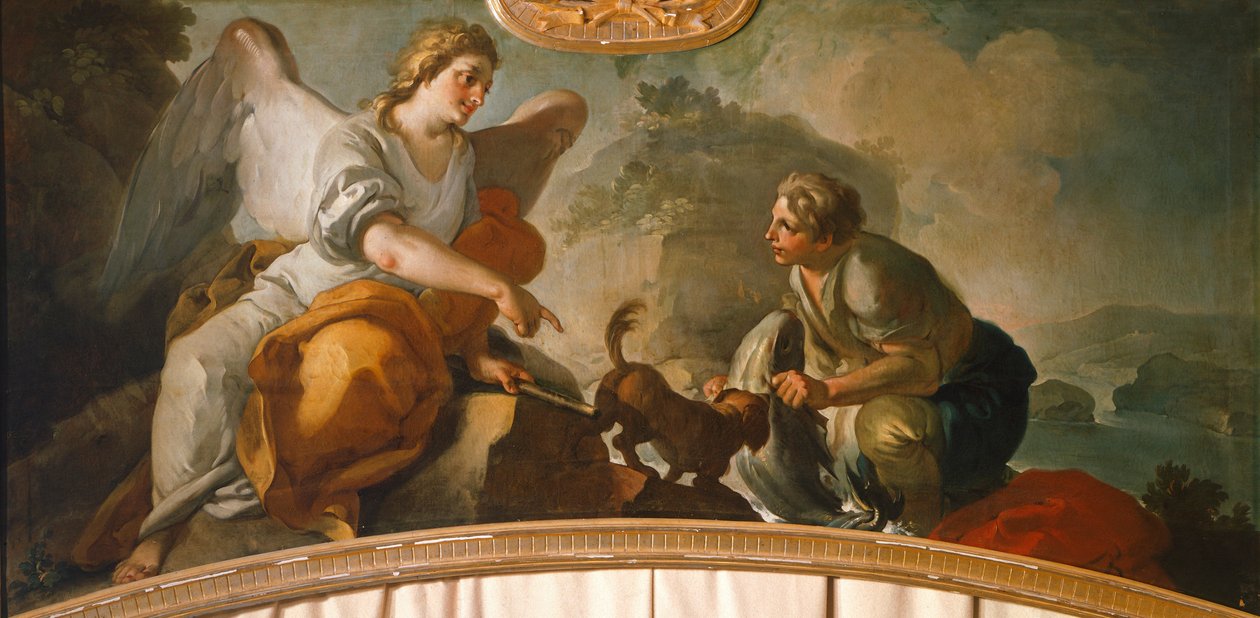 Tobias og engel, av Oronzo Tiso (1726-1800) av Oronzo Tiso