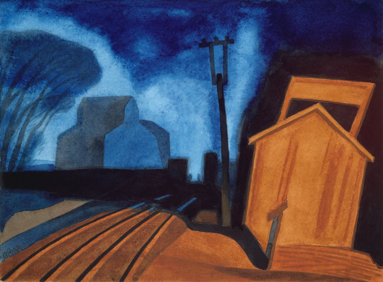 Flaggstasjon, Elizabeth, New Jersey, 1925 av Oscar Florianus Bluemner