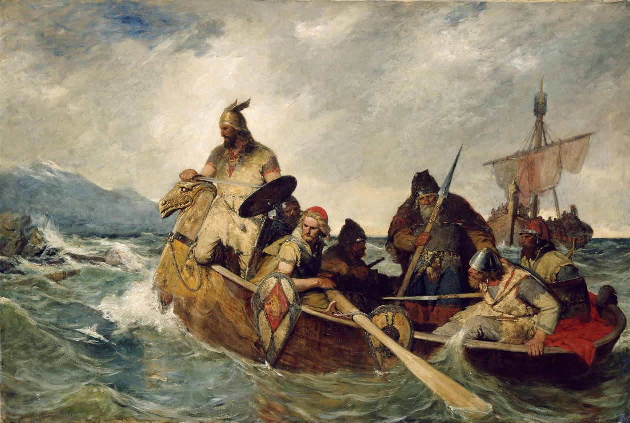 Nordmennene lander på Island, år 872 av Oscar Wergeland