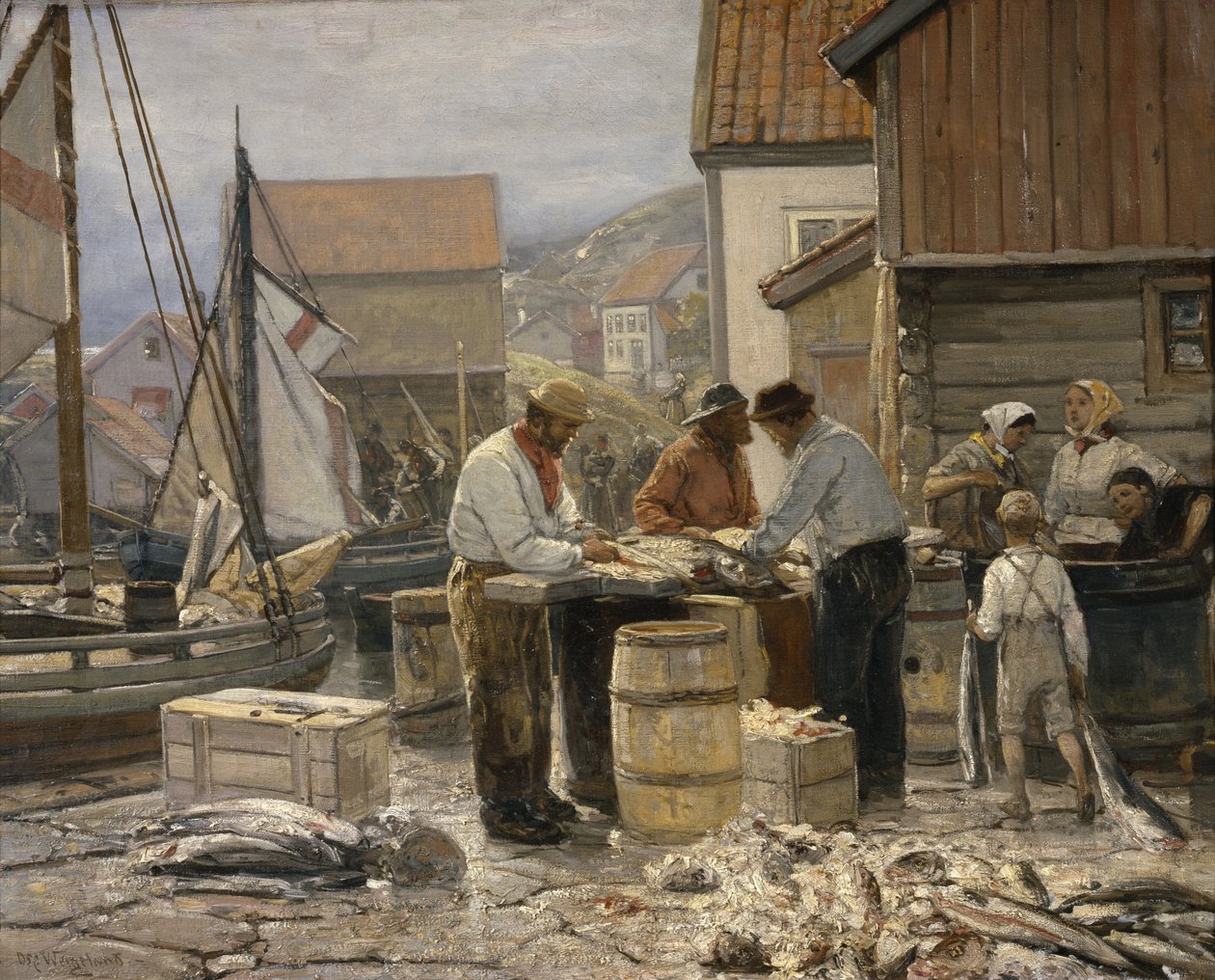 Fisketorg i Ålesund (olje på lerret) av Oscar Arnold Wergeland