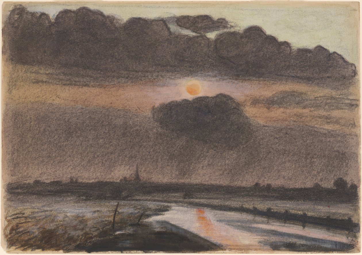 Solnedgang på elven av Oscar Bluemner