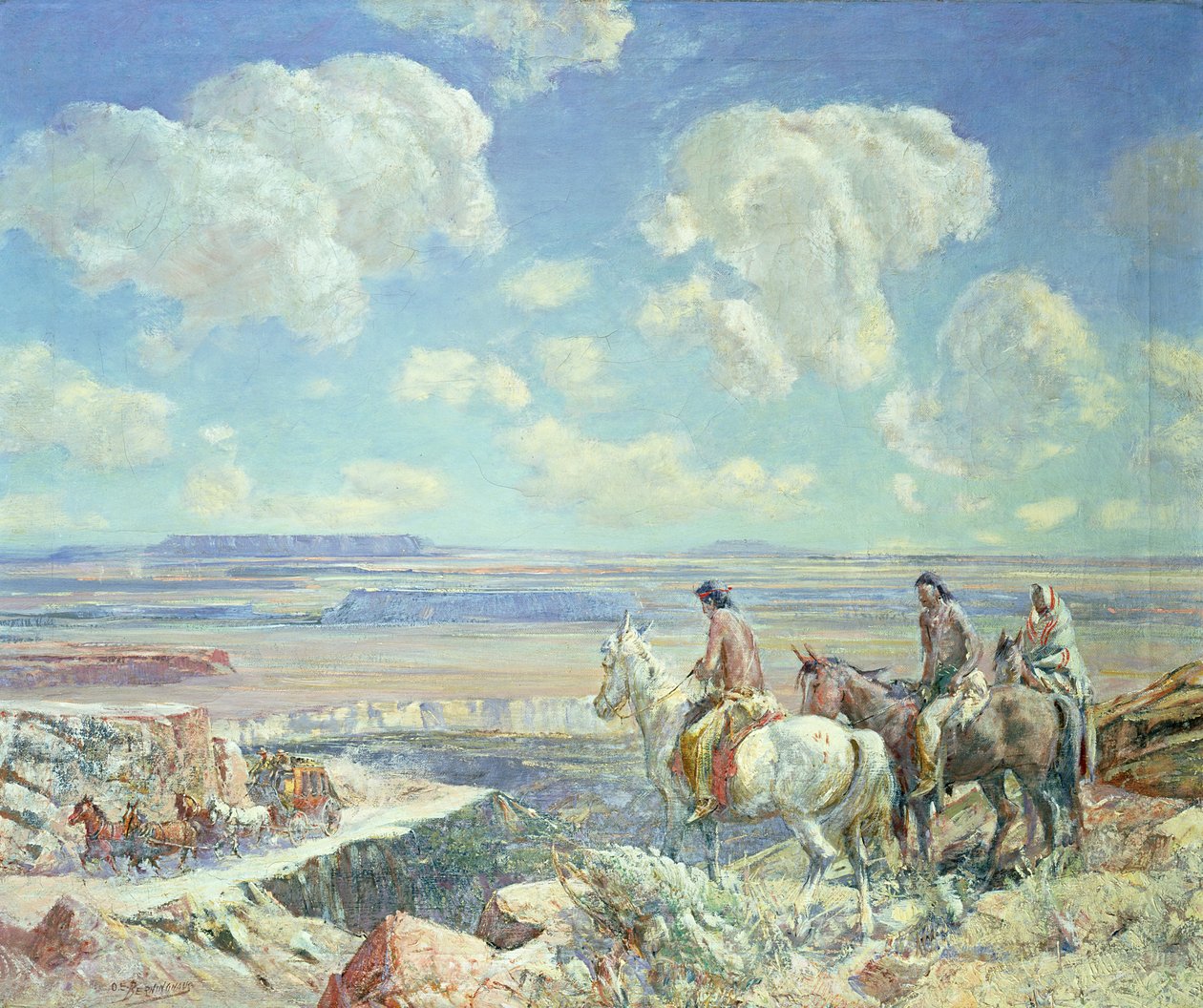 Indian Watch (olje på lerret) av Oscar Edward Berninghaus