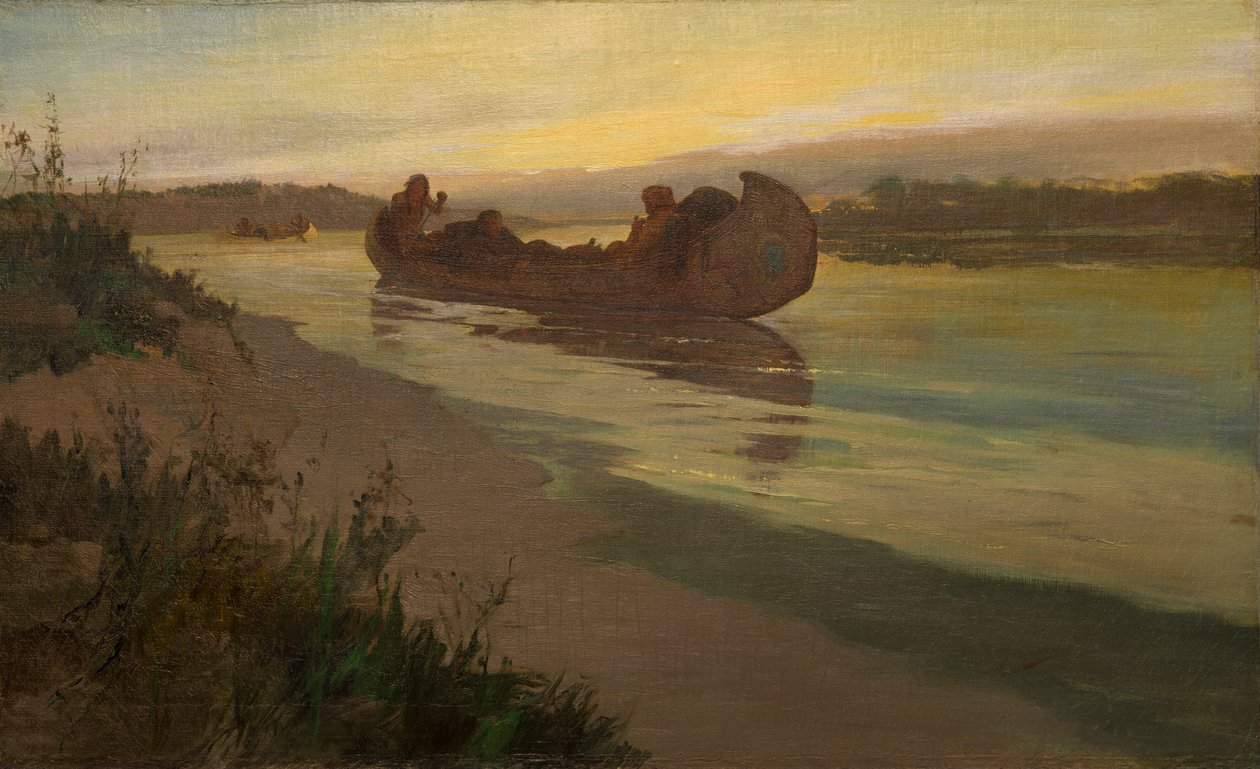 Marquette og Joliet på Mississippi av Oscar Edward Berninghaus