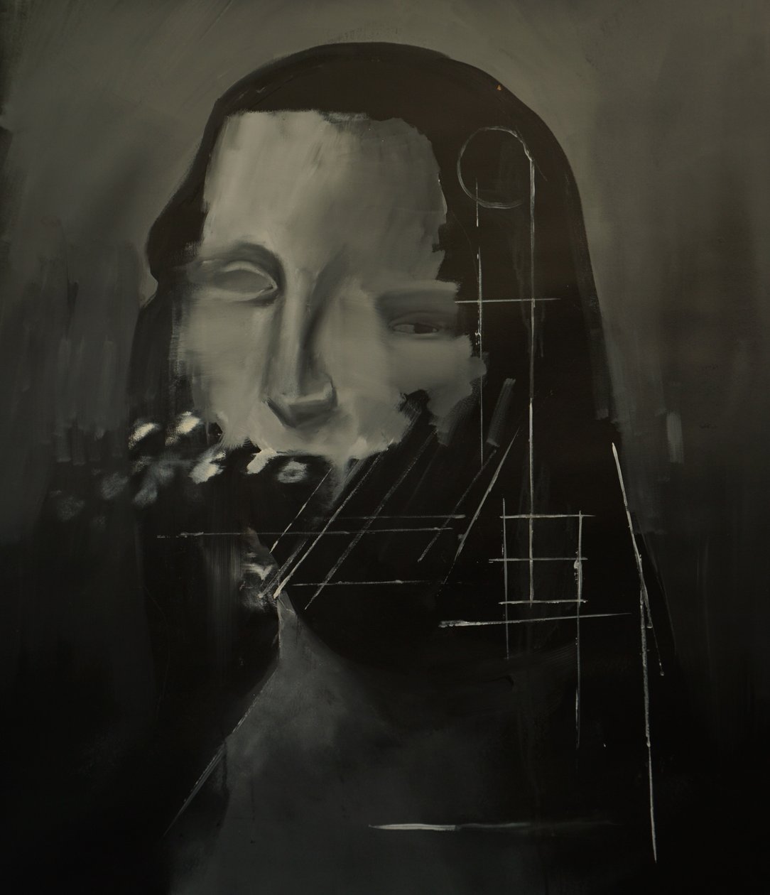 Gioconda, 2023 (akryl og olje på lerret) av Oscar Nin