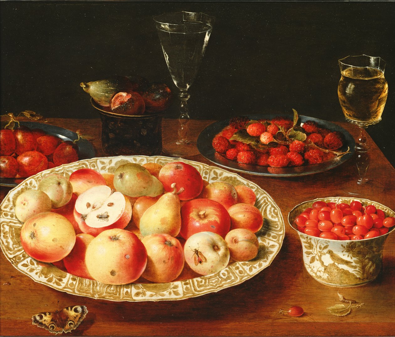 Stilleben med frukt i Wan-Li porselensskåler av Osias the Elder Beert