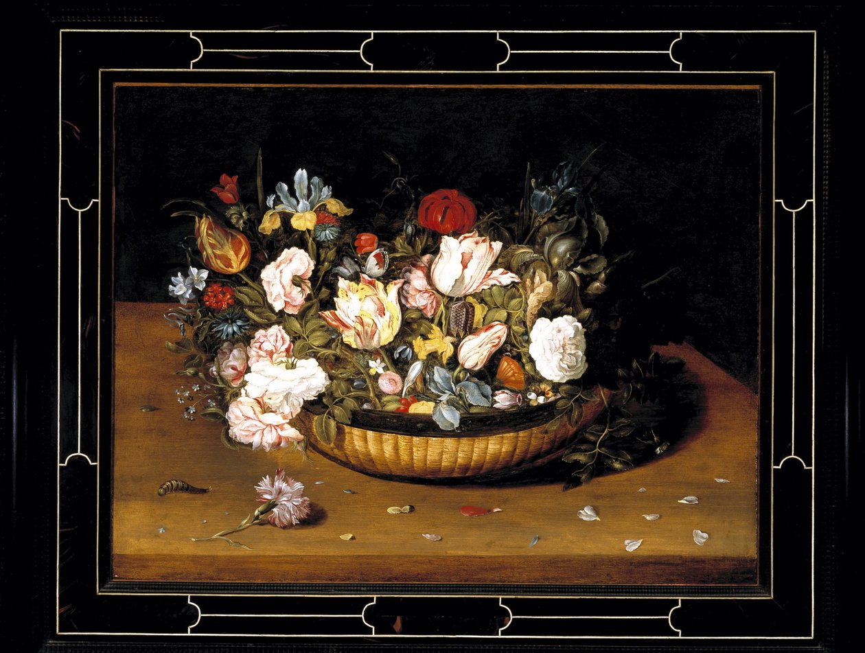 Kurv med blomster, ca. 1615 (olje på panel) av Osias the Elder Beert