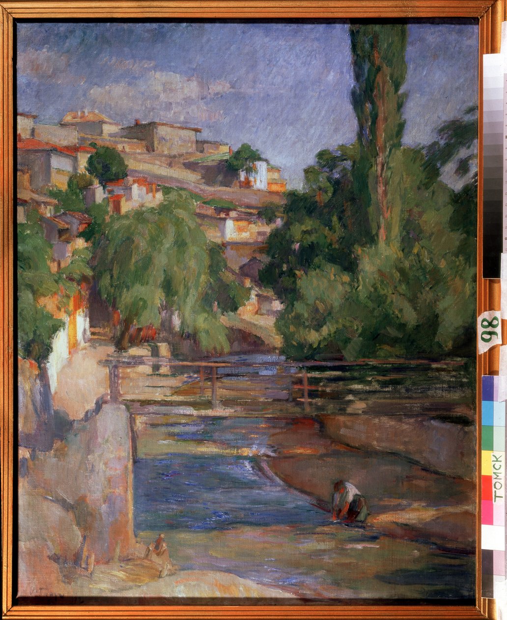 ""Landskap med bro og elv"" Maleri av Osip Emmanuilovich Braz (1872-1936) 1912 Statens kunstmuseum, Tomsk av Osip Emmanuilovich Braz