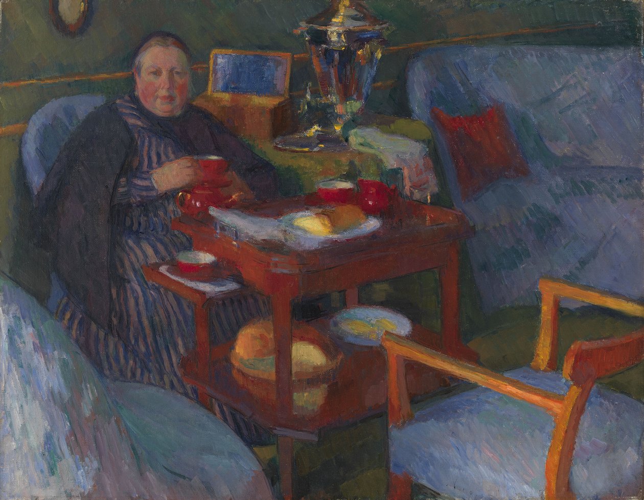 Kvinne som drikker te av Osip Emmanuilovich Braz