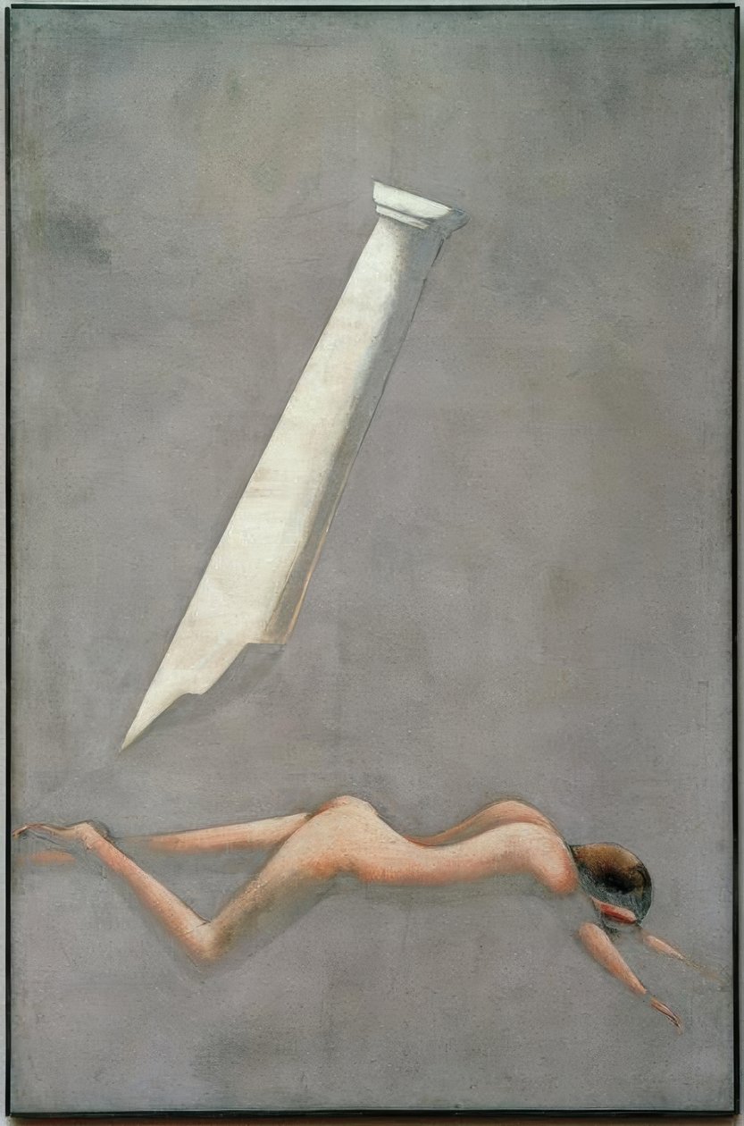 Folkwang syklus: fallen mann med en kolonne av Oskar Schlemmer