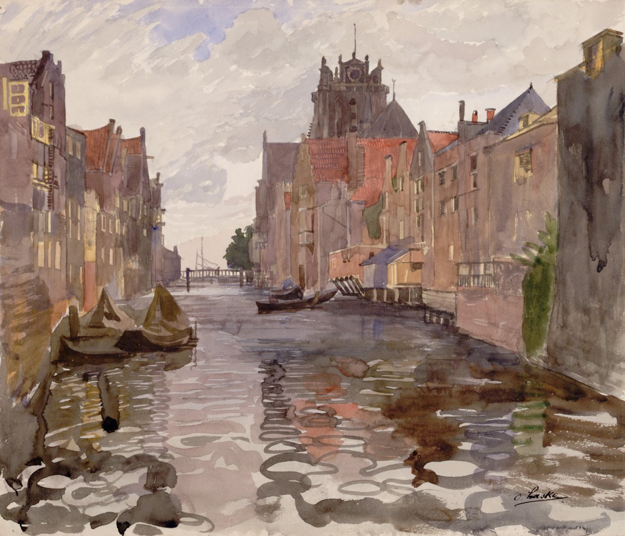 Kanal i Dordrecht av Oskar Laske