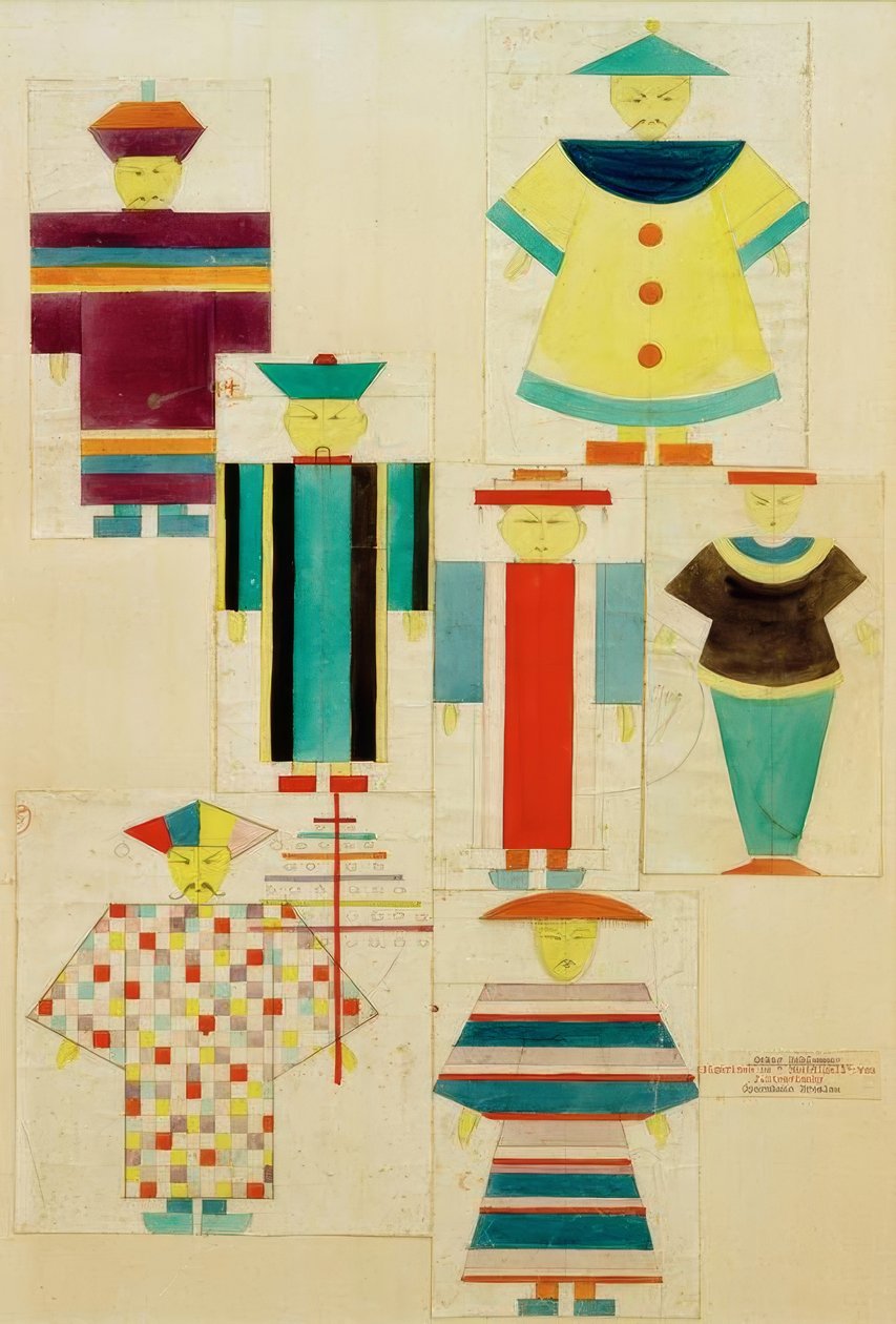 7 figurer av nattergalen av Oskar Schlemmer