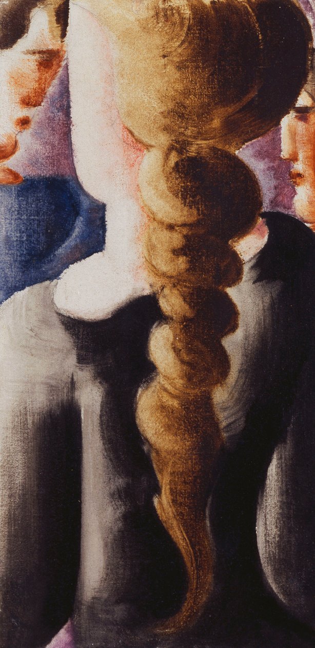 Mørk Pigtail bakfra, Lite bilde I; Svart flettet jente bakfra, lite bilde I av Oskar Schlemmer