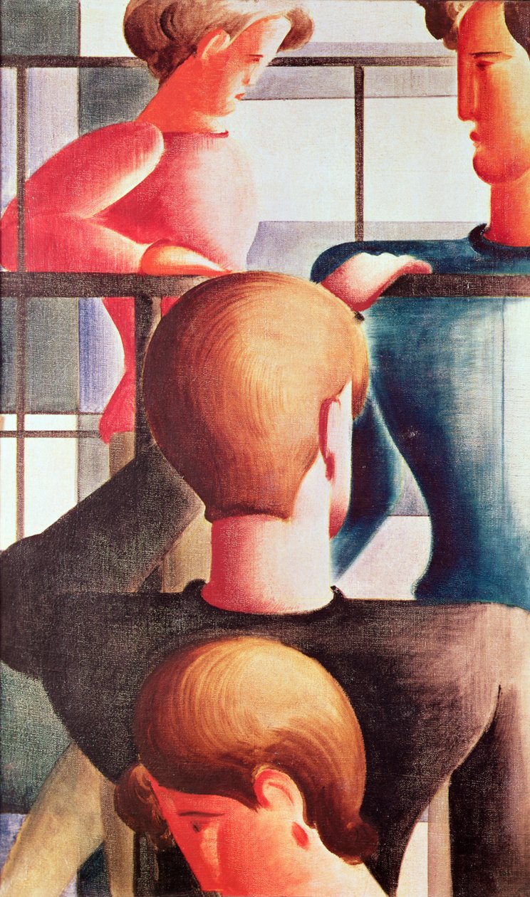 Gruppe ved et rekkverk av Oskar Schlemmer