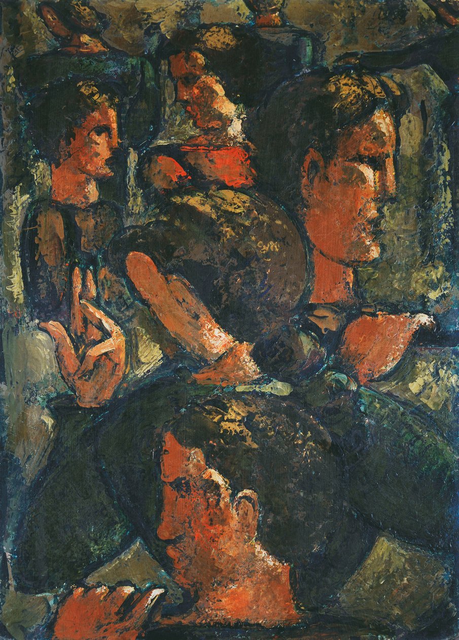 Gruppe av figurer med løftet hånd; Gruppe av figurer med løftet hånd av Oskar Schlemmer