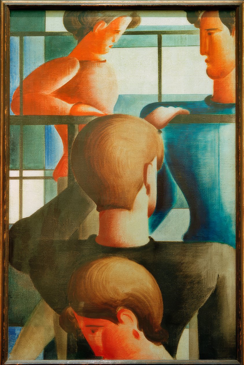 Gruppe ved rekkverket I av Oskar Schlemmer