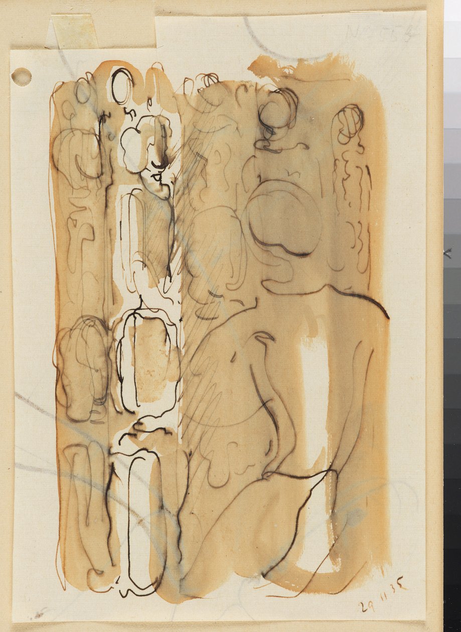 Gruppe mit Rückenfigur av Oskar Schlemmer