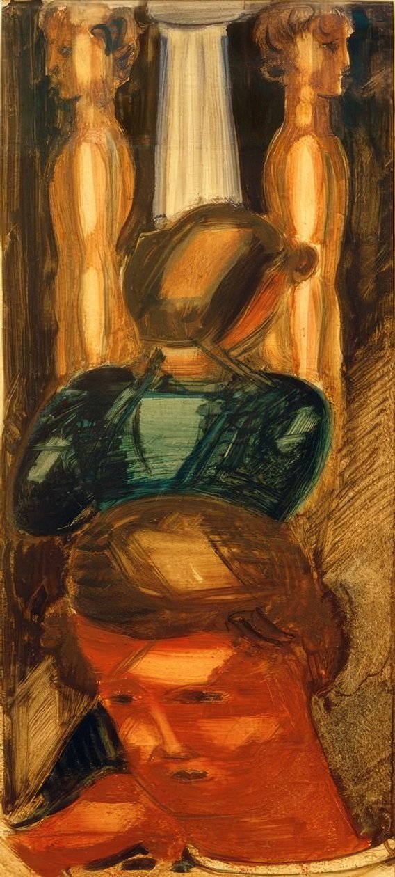 Grupper foran en dorisk kolonne av Oskar Schlemmer