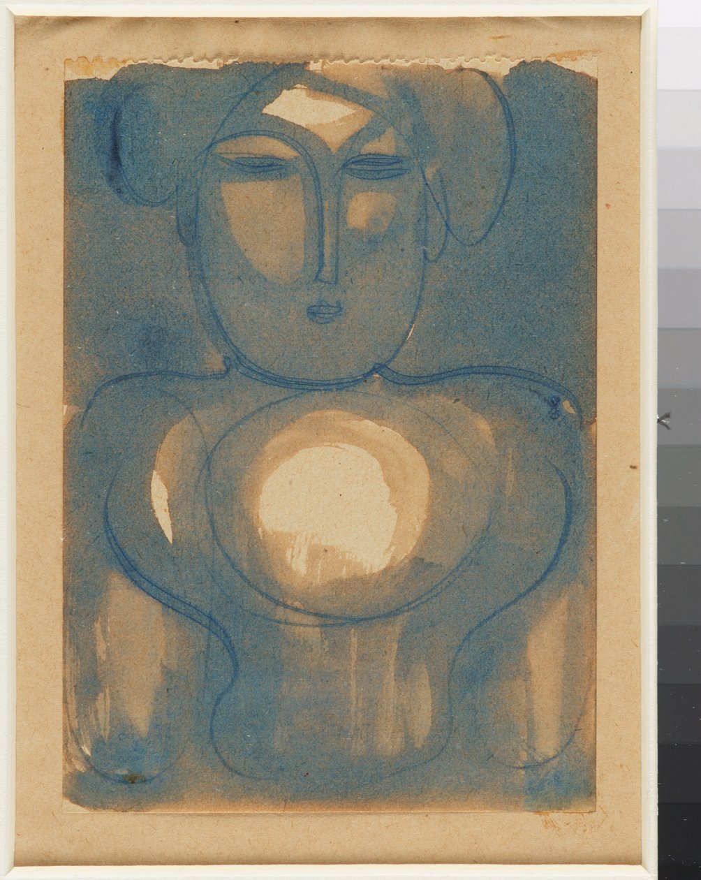 Halbfigur mit Licht auf Stirn und Brust av Oskar Schlemmer