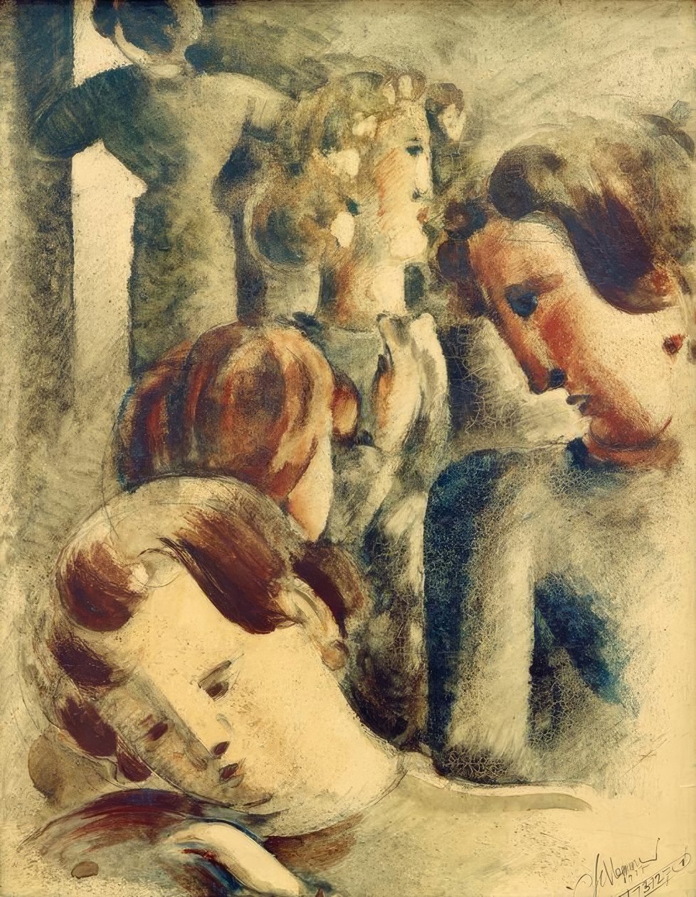 Lys gruppe med blåblond av Oskar Schlemmer