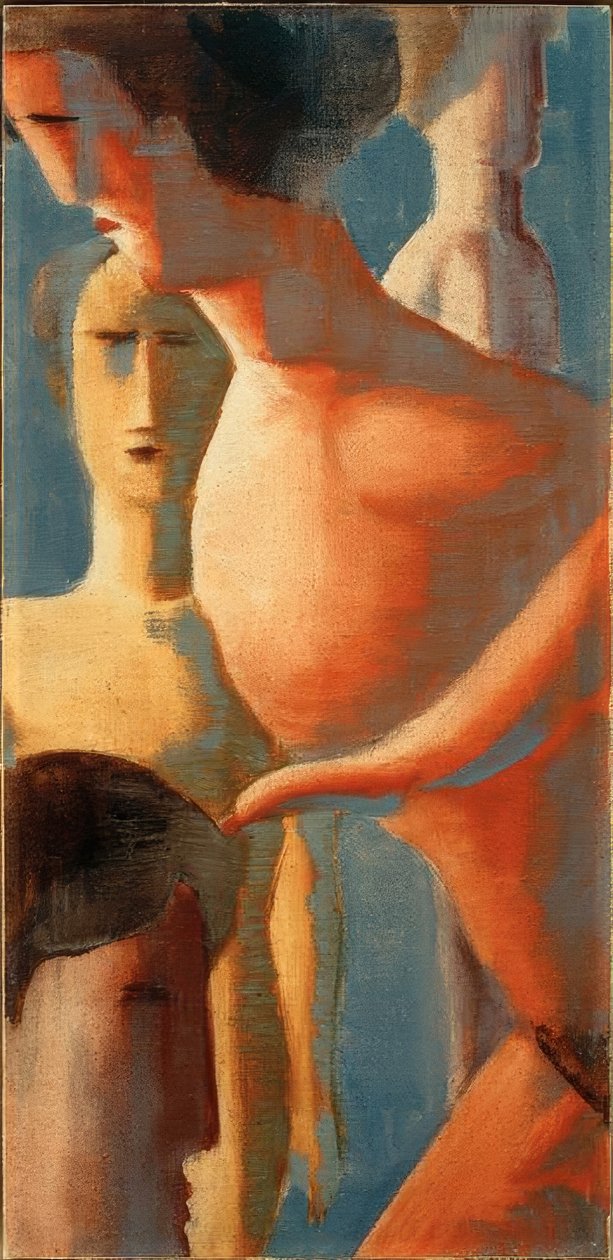 Liten sammensetning II, gul-rød gruppe av Oskar Schlemmer
